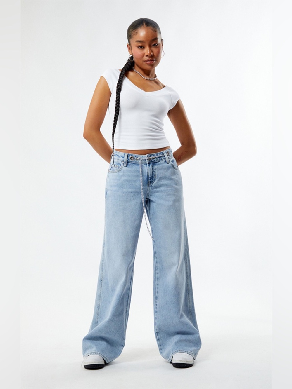 PacSun Light Indigo Grommet Low Rise Baggy Jeans Size 24